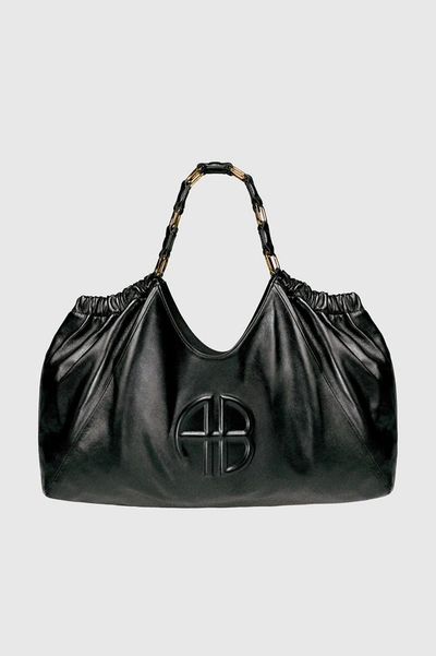 Anine Bing Logo-embossed Leather Tote Bag In Black