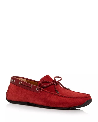 Bally Pindar Men's 6231347 Red Leather Suede Drivers