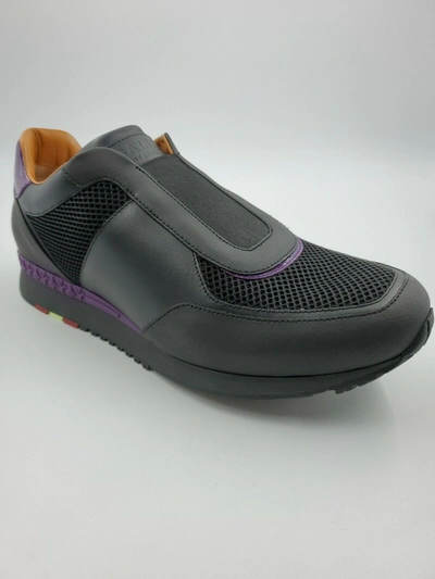Bally Asmund Men's 6217402 Black Leather Sneakers In Grey
