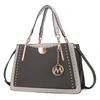 Mkf Collection By Mia K Aubrey Vegan Leather Multi Compartment Satchel Handbag - Color Block In Black