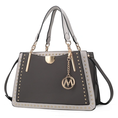 Mkf Collection By Mia K Aubrey Vegan Leather Multi Compartment Satchel Handbag - Color Block In Black