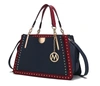 Mkf Collection By Mia K Aubrey Vegan Leather Multi Compartment Satchel Handbag - Color Block In Blue