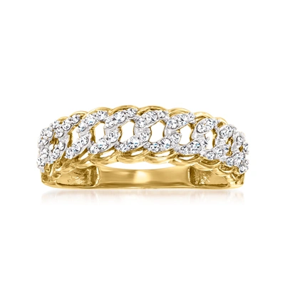 Ross-simons Diamond Curb-link Band Ring In 14kt Yellow Gold In Silver