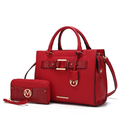 Mkf Collection By Mia K Virginia Vegan Leather Women's Tote Bag With Wallet - 2 Pieces In Red