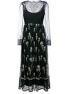 RED VALENTINO RED VALENTINO LONG-SLEEVED EMBROIDERED DRESS - BLACK,NR3VA06H33E12217493