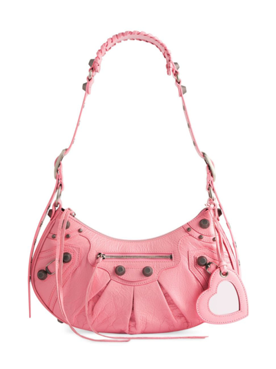 Balenciaga Le Cagole Small Leather Shoulder Bag In Sweet Pink