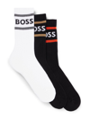 Hugo Boss Three-pack Of Short Socks With Stripes And Logo In Patterned