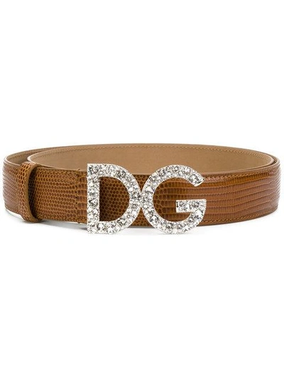 Dolce & Gabbana Logo扣环腰带 In Brown