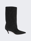Amina Muaddi Fiona 70mm Pointed-toe Suede Boots In Black
