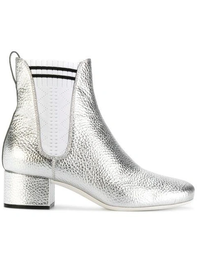 Fendi Sock Detail Chelsea Boots In Silver
