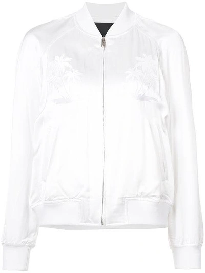 Alexander Wang White Palm Tree Embroidered Bomber Jacket