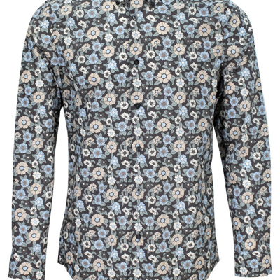 Lords Of Harlech Morris Groovy Floral Shirt In Gray