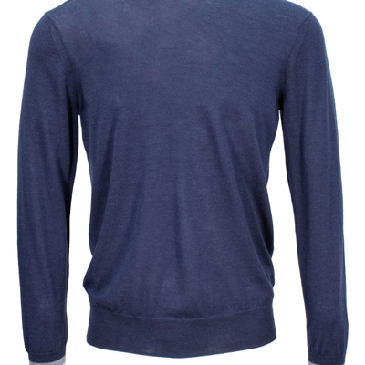 Lords Of Harlech Ronald Merino Turtleneck Sweater In Blue