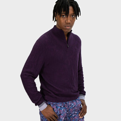 Lords Of Harlech Quinn Quarter-zip Merino Sweater In Pink/purple