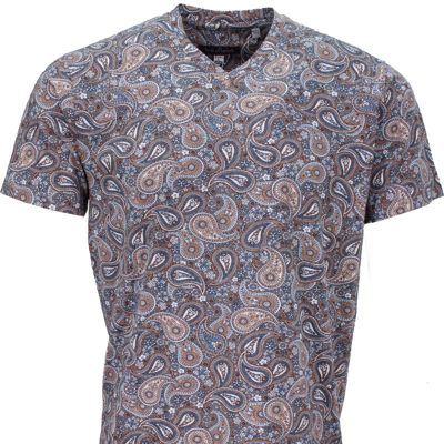 Lords Of Harlech Maze Trippy Paisley V-neck Tee In Grey