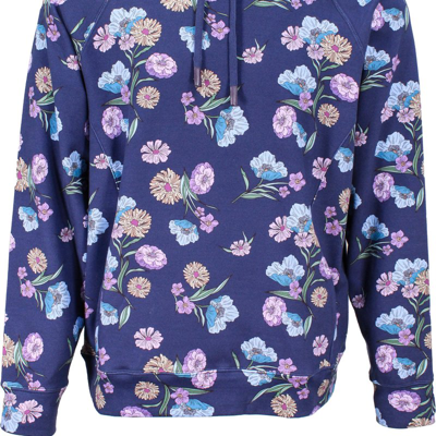 Lords Of Harlech Hank Spaced Floral Hoodie In Blue/pink/purple