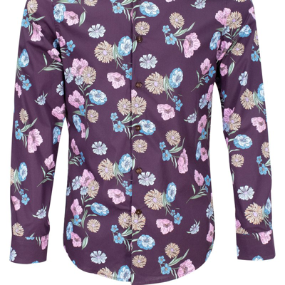 Lords Of Harlech Nigel Spaced Floral Shirt In Pink/purple