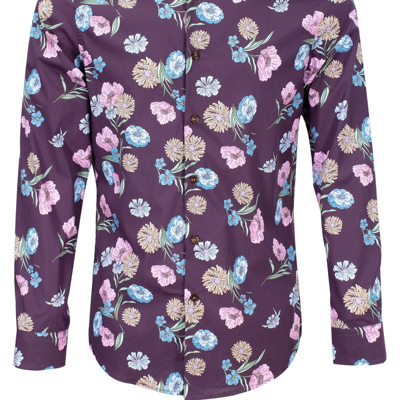 Lords Of Harlech Nigel Spaced Floral Shirt In Purple