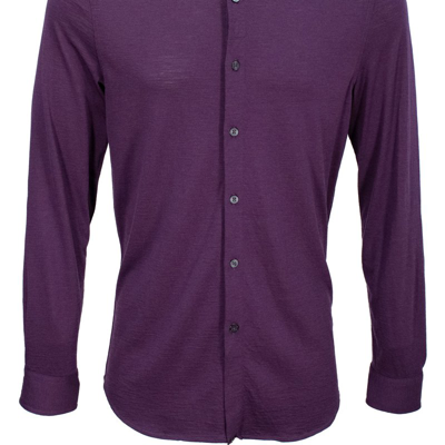 Lords Of Harlech Shawn Merino Shirt In Purple