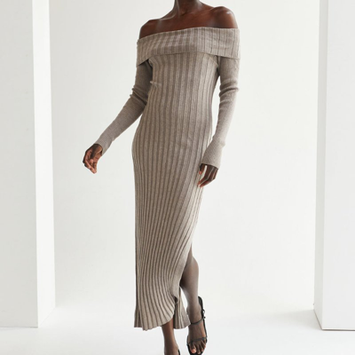 Crescent Natalia Sweater Maxi Dress In Brown