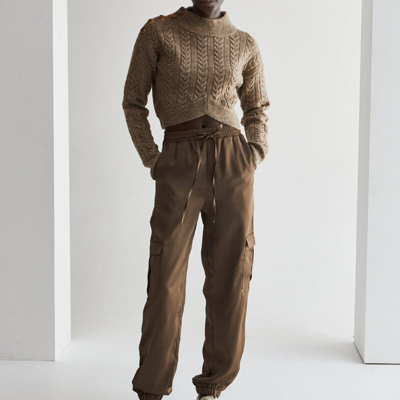 Crescent Oliva Crop Sweater In Brown