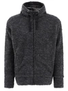 Junya Watanabe Textured Drawstring Zipped Hoodie Sweatshirts Grey In Grey