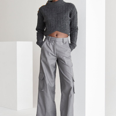 Crescent Gwen Cargo Trousers In Grey