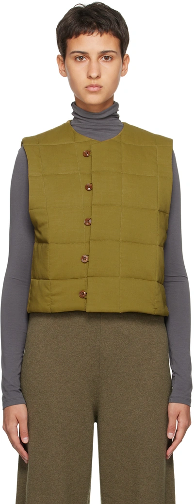 Lemaire Khaki Wadded Vest In Pistacchio