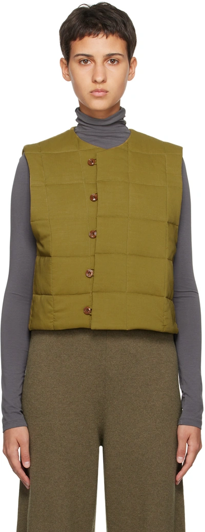 Lemaire Khaki Wadded Waistcoat In Yellow