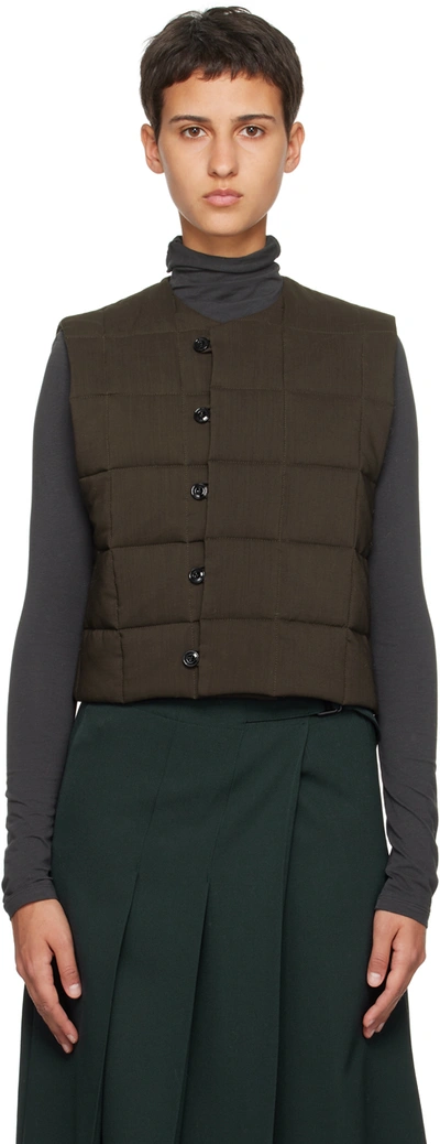 Lemaire Wadded Sleveless Gilet In Brown