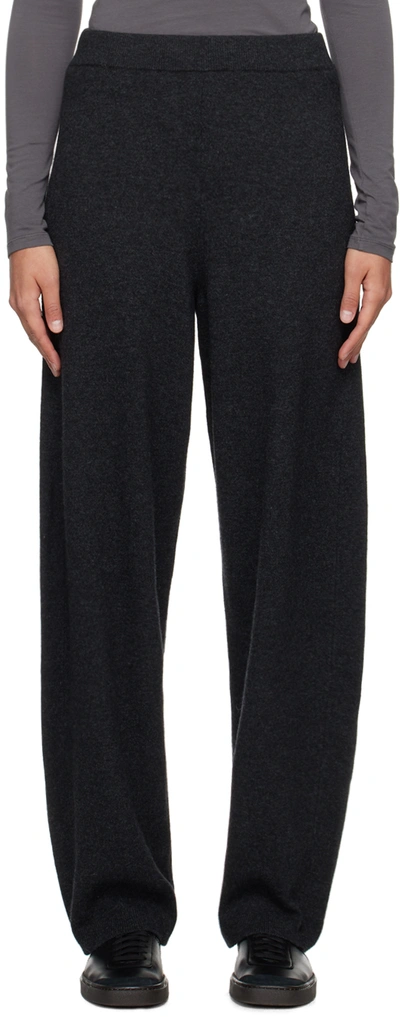 Lemaire Grey Soft Curved Lounge Trousers In Anthracite