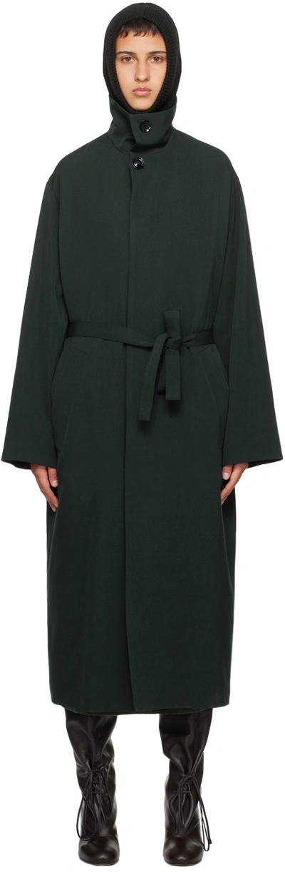 Lemaire Green Soft Coat In Caviar