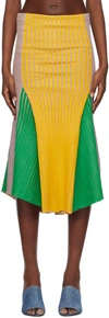 STANLEY RAFFINGTON SSENSE EXCLUSIVE GREEN & YELLOW MIDI SKIRT