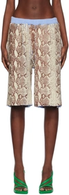 Stanley Raffington Ssense Exclusive Off-white & Blue Shorts In Snakeskin