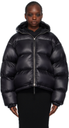 JIL SANDER BLACK HOODED DOWN JACKET