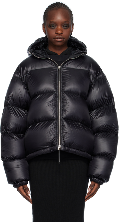 Jil Sander Hooded Down Puffer Jacket In Nero