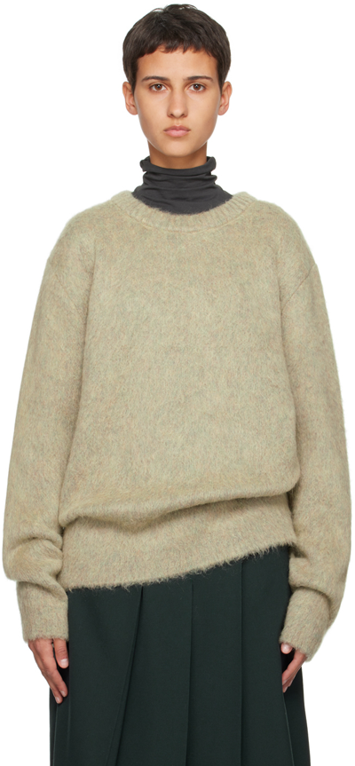 Lemaire Beige Brushed Sweater In Meadow Melange