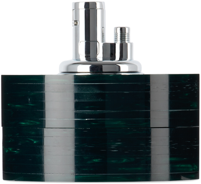 Edie Parker Green Tabletop Lighter In Emerald Marble