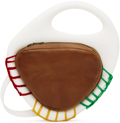 Stanley Raffington Ssense Exclusive White & Brown 3d Printed Leather Curve Bag In White/multi