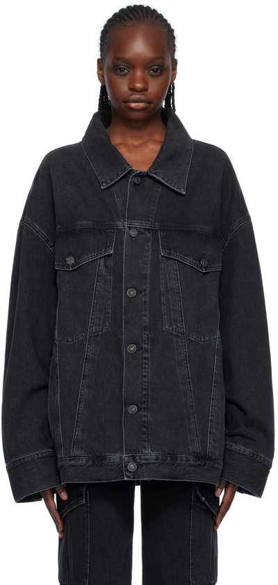 Agolde Wayne Distressed Denim Jacket In Black