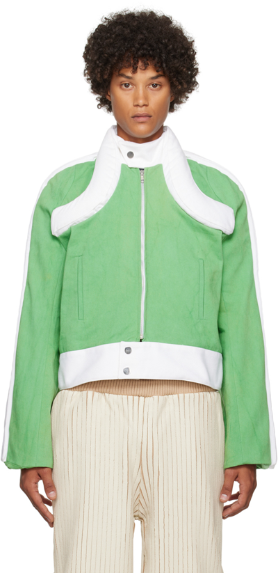 Stanley Raffington Ssense限定 グリーン＆ホワイト デニムジャケット In Green/white