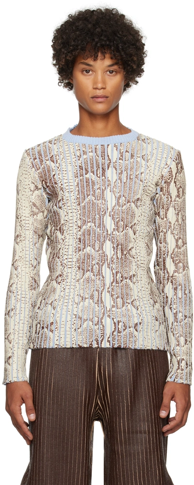 Stanley Raffington Ssense Exclusive Off-white & Blue Sweater In Snakeskin