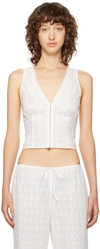 Frankies Bikinis Tea Eyelet Tank In White