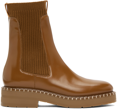 Chloé 35mm Noua Leather Ankle Boots In Tan
