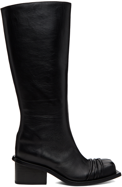 Fidan Novruzova Black Chunky Heel Classic Square Toe Boots