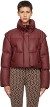 Mackage Bailey Convertible Leather Puffer Jacket In Garnet