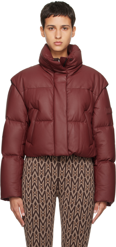 Mackage Bailey Convertible Leather Puffer Jacket In Red