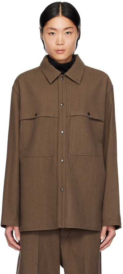 Lemaire Storm Flap Shirt In Brown