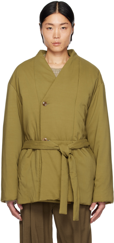 Lemaire Khaki Wadded Jacket In Gr690 Pistachio