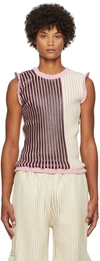 STANLEY RAFFINGTON SSENSE EXCLUSIVE OFF-WHITE & BROWN TANK TOP